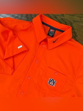 Auburn Tigers Nike Team Dri Fit Shirt Short Sleeve Button Up Large Orange